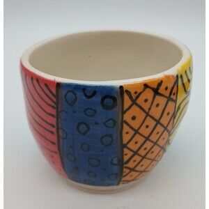 Abstract Art Cup Happy Smiling Face Color Black Color Full Patterns Wonky